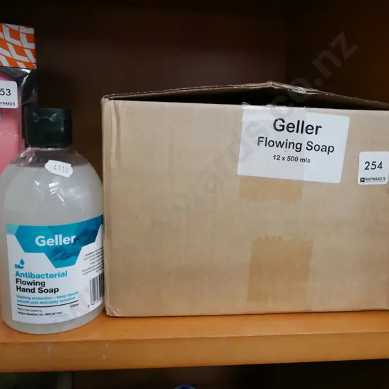 box; Geller antibacterial hand soap