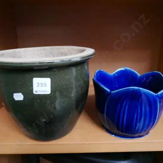 green and blue glazed planters Tallest H-170