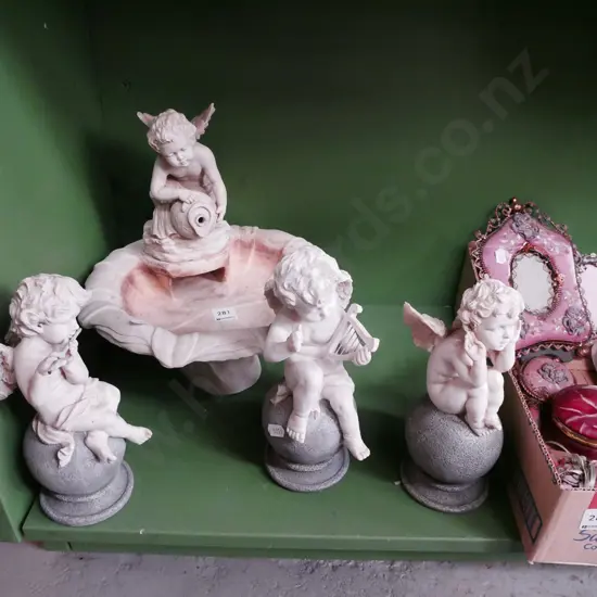 indoor cherub water feature, 3 cherub figurines