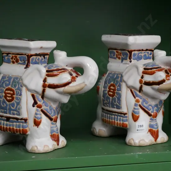 pair ceramic elephant jardinieres H-290