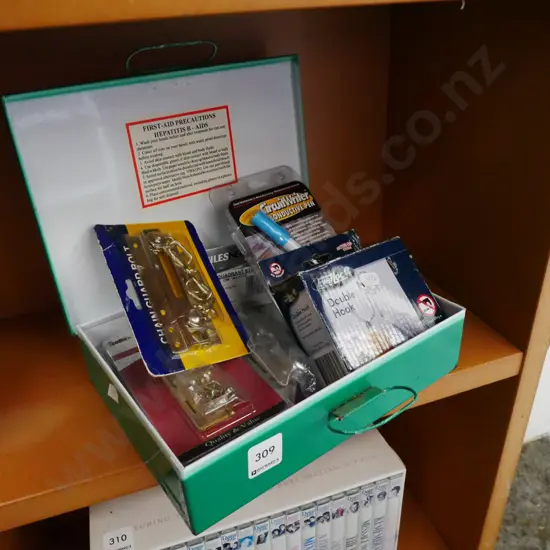 green metal first aid; hardware