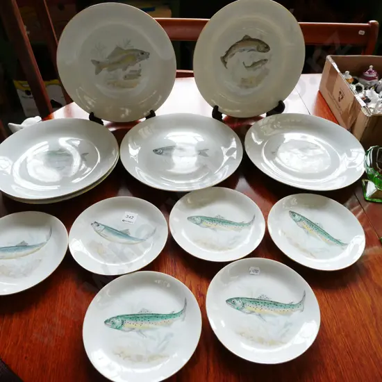 assorted Czechoslovakian fish plates 