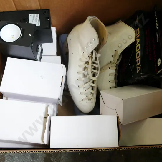 box; ice skates, womens active wear, various LED display lights