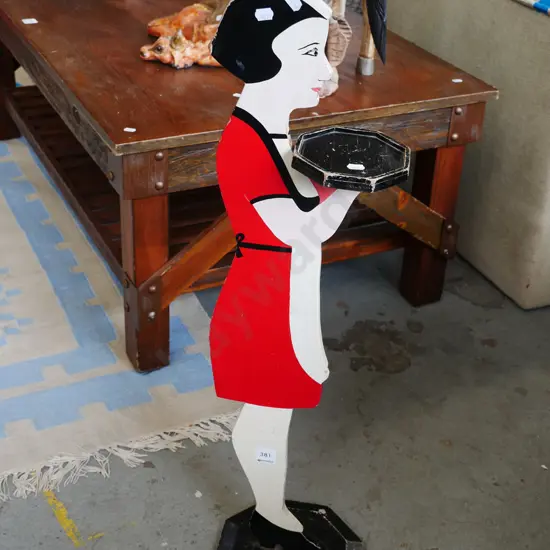 maid themed hand painted wooden stand H-830