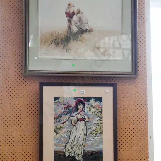 framed print- 4 leaf clover, framed needlework - portrait 