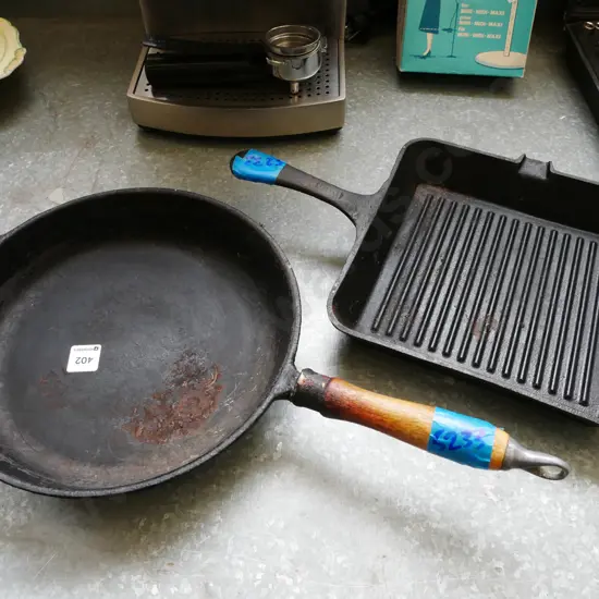 cast iron frying pan and skillet -needs a clean