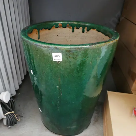 green glazed garden planter H-460