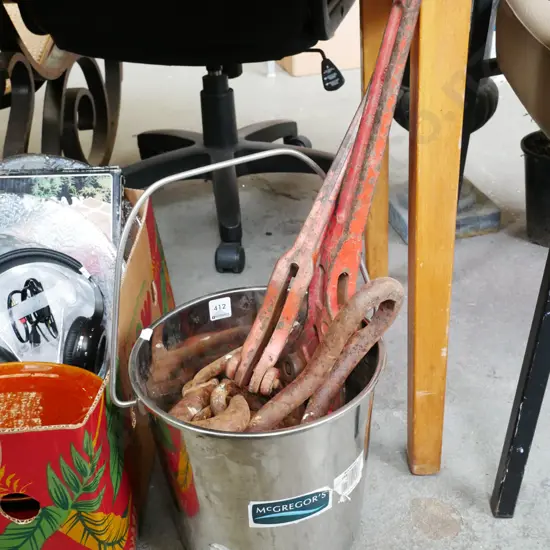 rusty endless chain, stainless steel bucket