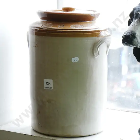 lidded stoneware crock H-320