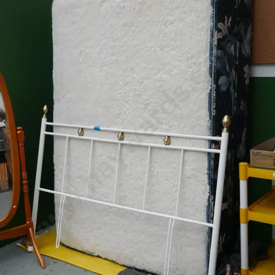 double bed base, mattress and headboard - with wool topper 