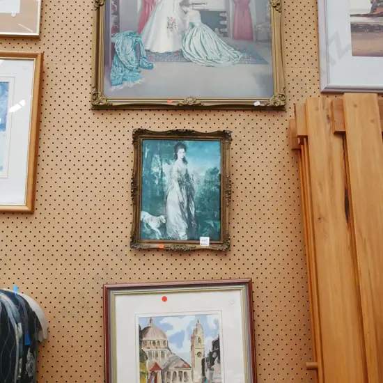 2x framed prints - wedding dress, portrait, framed oil - London - red dots