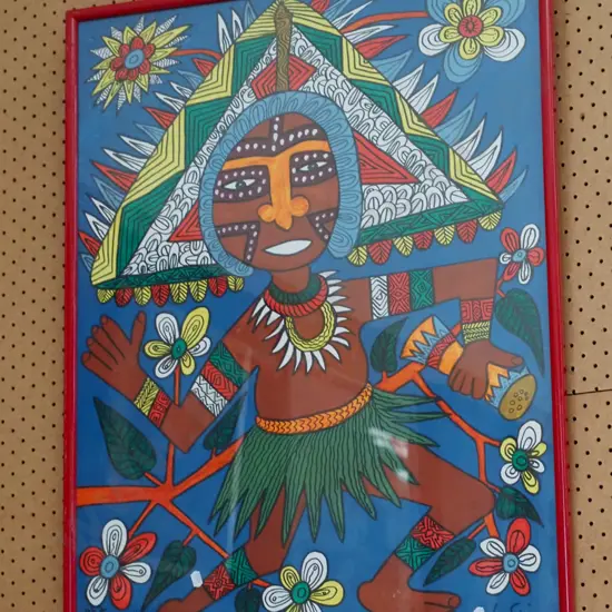 framed watercolour - tribal man