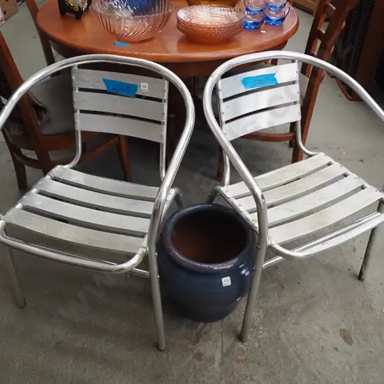 2x alloy outdoor chairs