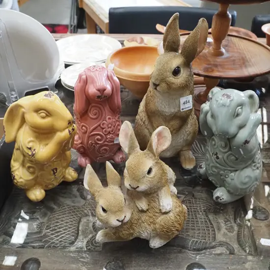 ceramic and composite rabbit figurines H-180