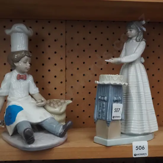 Nao figurine, Lladro figurine - boy peeling potato, has broken knife