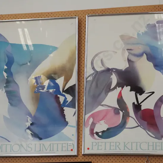 2x framed Editions Ltd 1980s prints - red dots