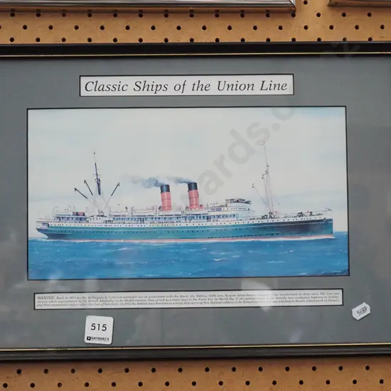 framed print - Classic Ships of the Union Line - the Wahine