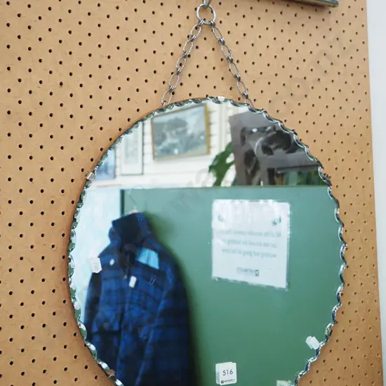 scalloped edge circular wall mirror Diam-410