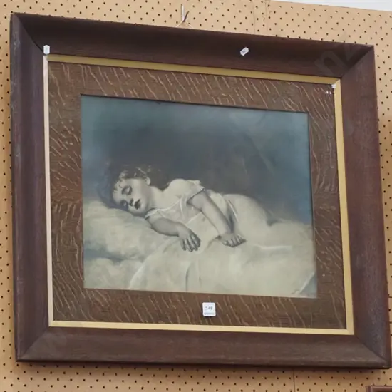 oak framed print - child sleeping