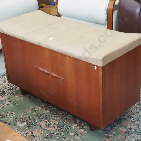 mid-century vinyl mdf faux wood veneer blanket box H-550 W-930 D-410