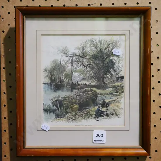 framed etching - Countess Weir near Exter
