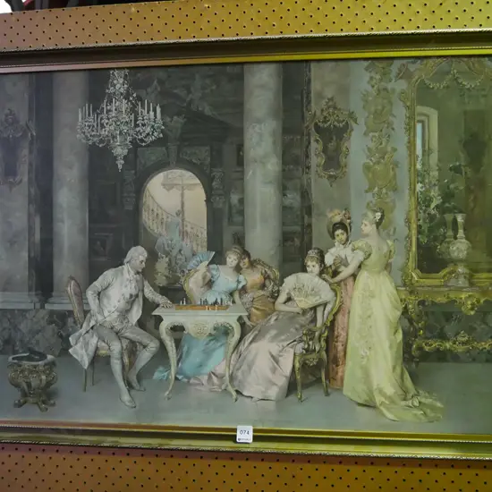 gilt framed print - Renaissance scene chess game
