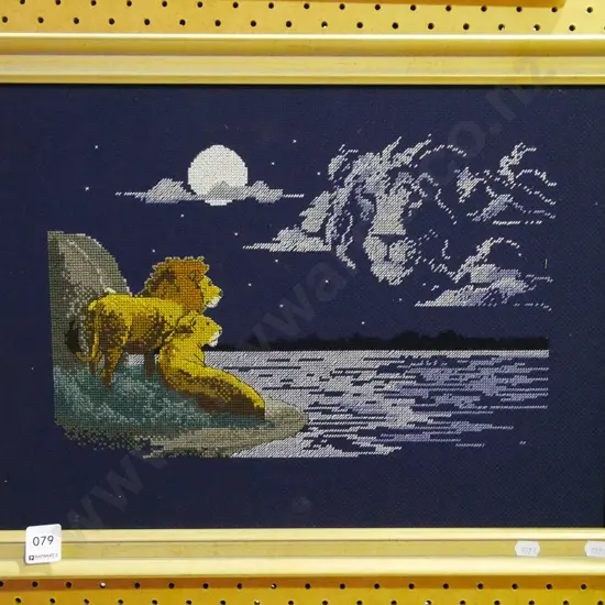 framed tapestry - lions