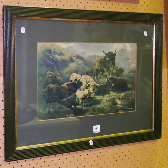 framed highland cattle print