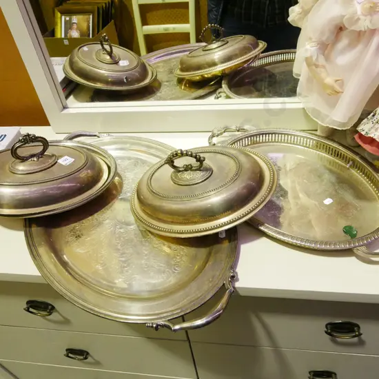 plated trays, serving dishes