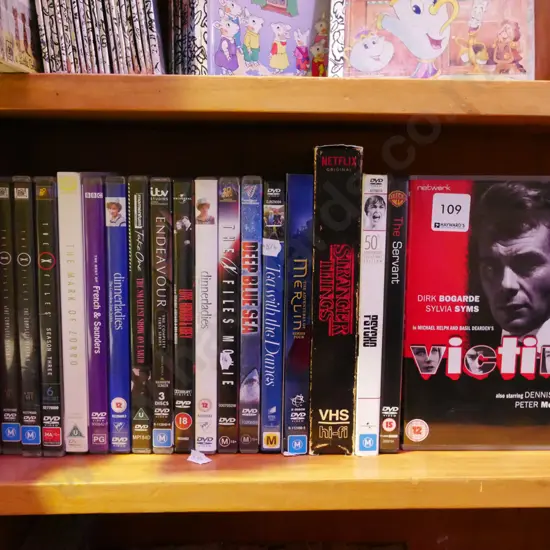 shelf of DVDs
