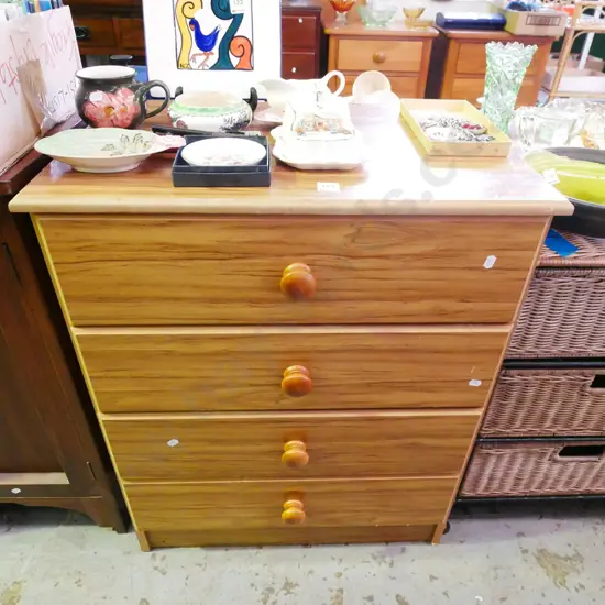 mdf faux wood 4 drawer chest H-750 W-610 D-400