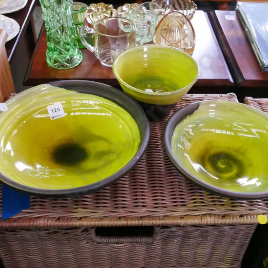 3x studio pottery bowls