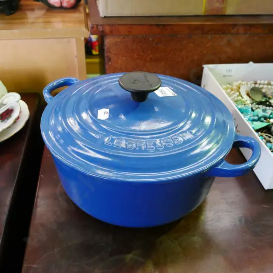 cast iron and blue enamel Le Creuset casserole - excellent condition Diam-210