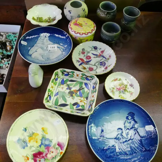 Royal Copenhagen plate, Wade vases, bowls, pin dishes etc