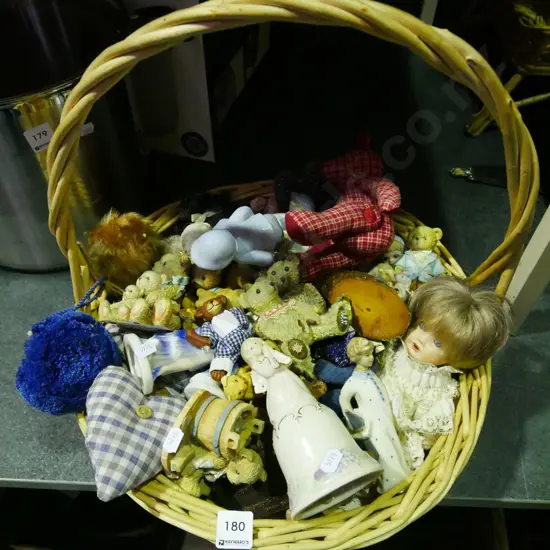 cane basket of small ornaments