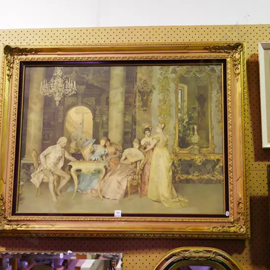 gilt framed print - Renaissance chess game