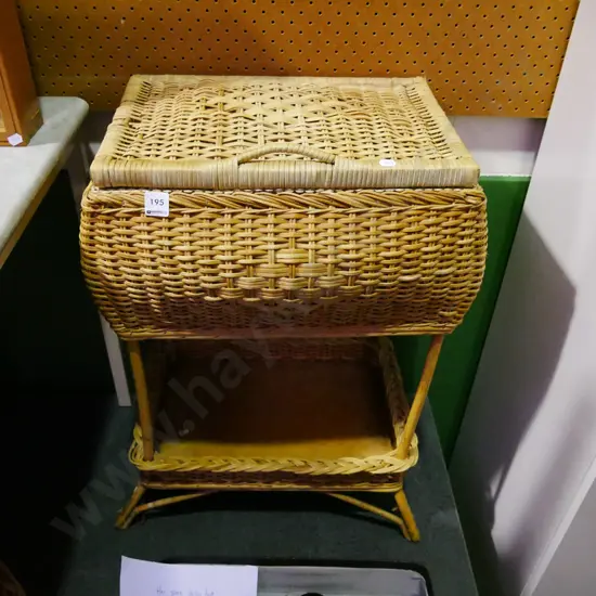 free standing cane sewing basket