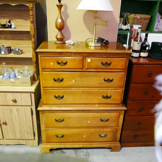 solid rimu 6 drawer chest on chest H-1290 W-970 D-460