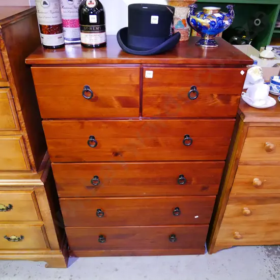 solid pine 6 drawer chest H-1150 W-800 D-400