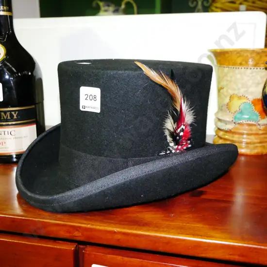 size M/L top hat with feather decoration