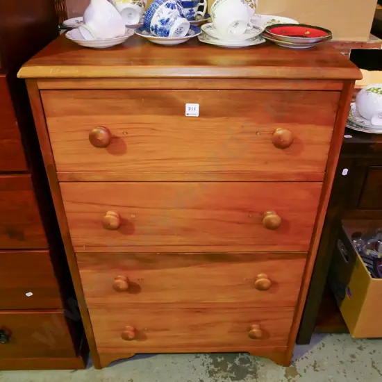 solid rimu 4 drawer chest H-940 W-630 D-420