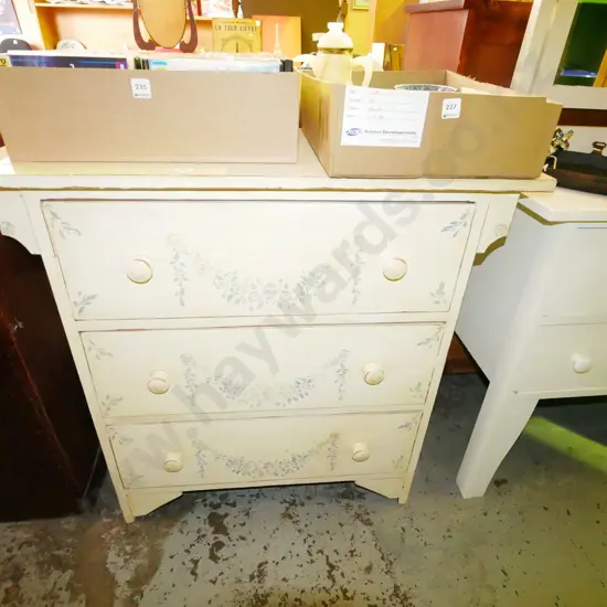 hand painted rimu 3 drawer chest H-890 W-910 D-410