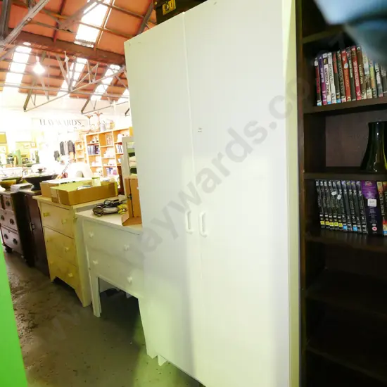 white painted mdf 2 door laundry cupboard with adjustable internal shelves H-1800 W-800 D-460