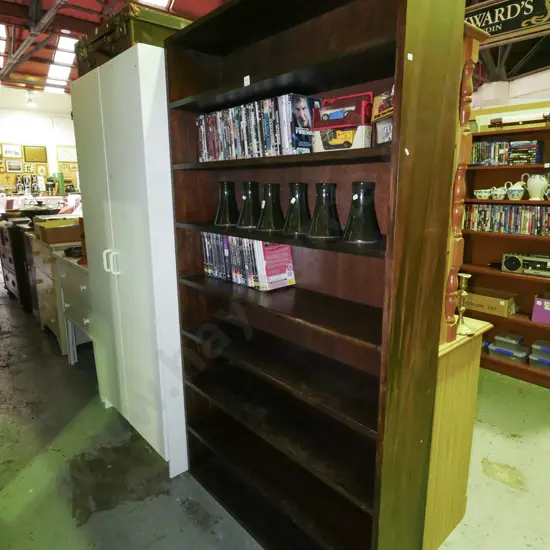 dark stained solid wood bookcase H-1830 W-1010 D-250