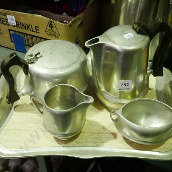 retro aluminium coffee set and tray