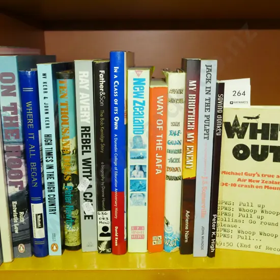 shelf of NZ books