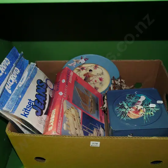 box; tin, model ships, match making kit etc