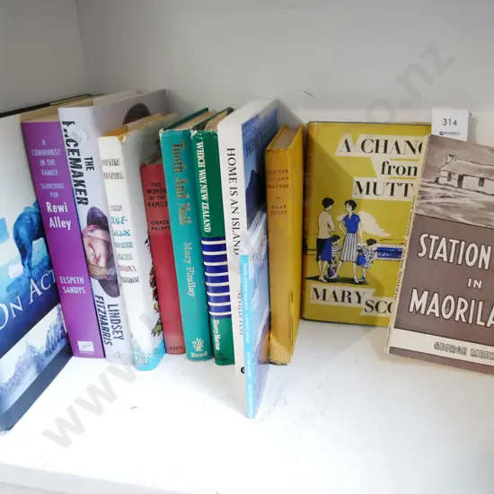 shelf of NZ books