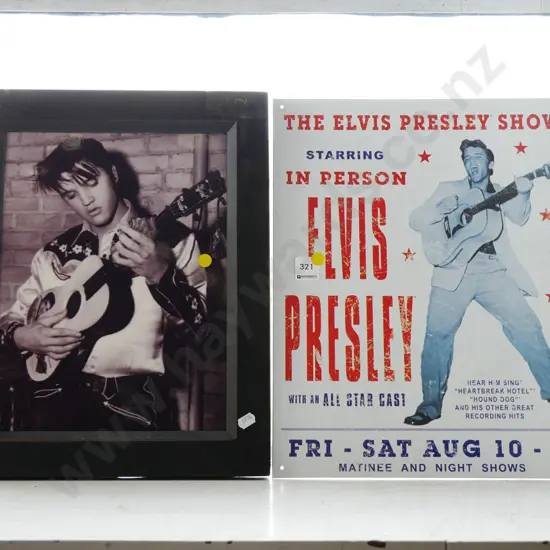 framed Elvis photo print, Elvis print on tin - yellow dots