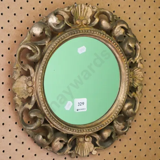 small gilt framed wall mirror Diam-300